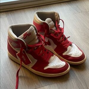 Nike Red and White High-Top Sneakers